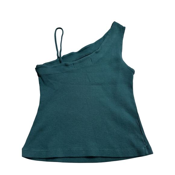 We the Free People One Way or Another One Shoulder Ribbed Tank Top Green Small - Picture 2 of 7